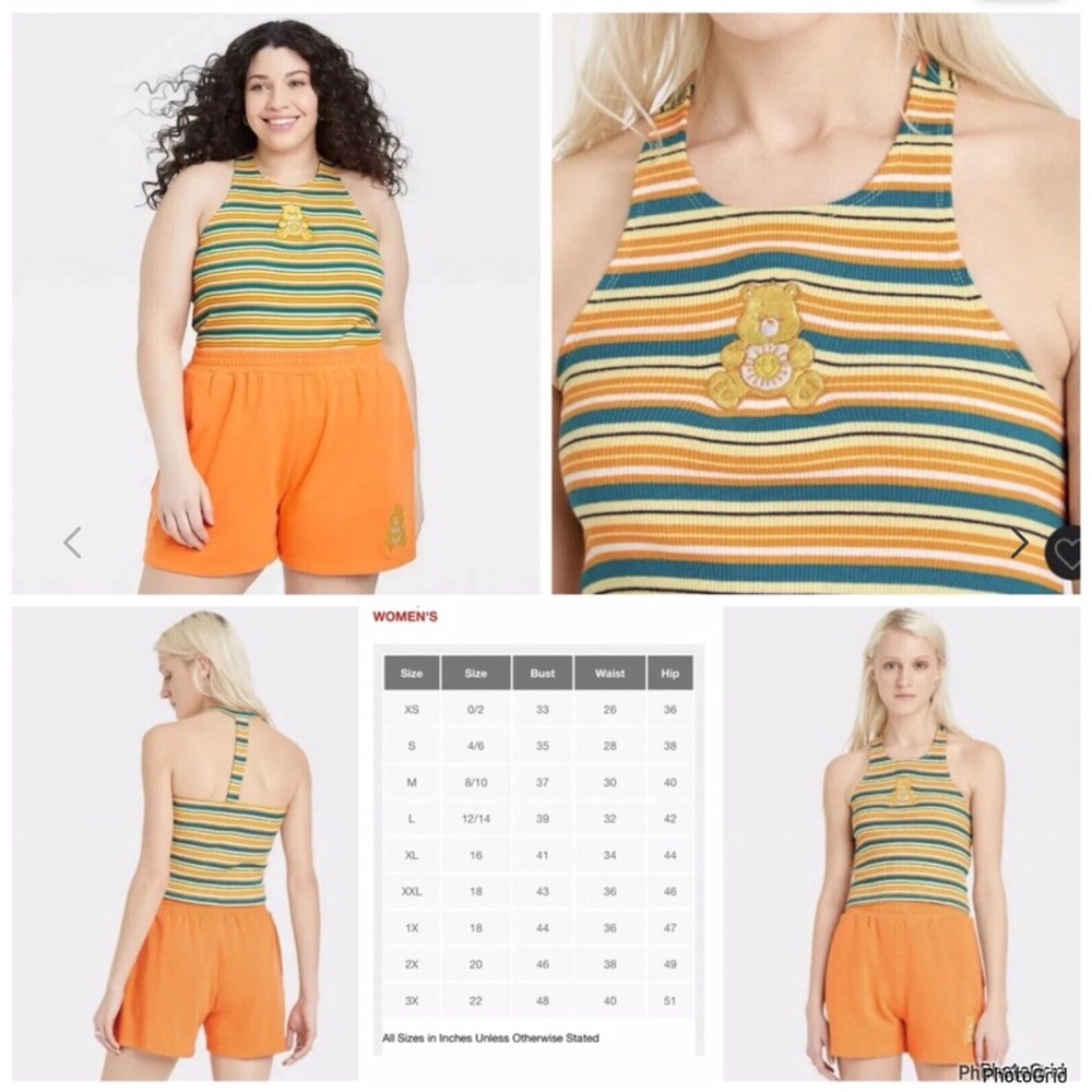 Care Bears XXL plus size yellow striped tank top NWT
